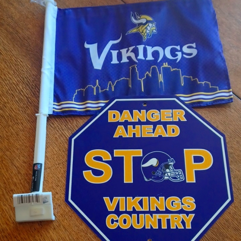 Minnesota vikings football car flag, sign, license plate